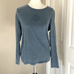 Acid Wash Blue Gymshark Long Sleeve Tee